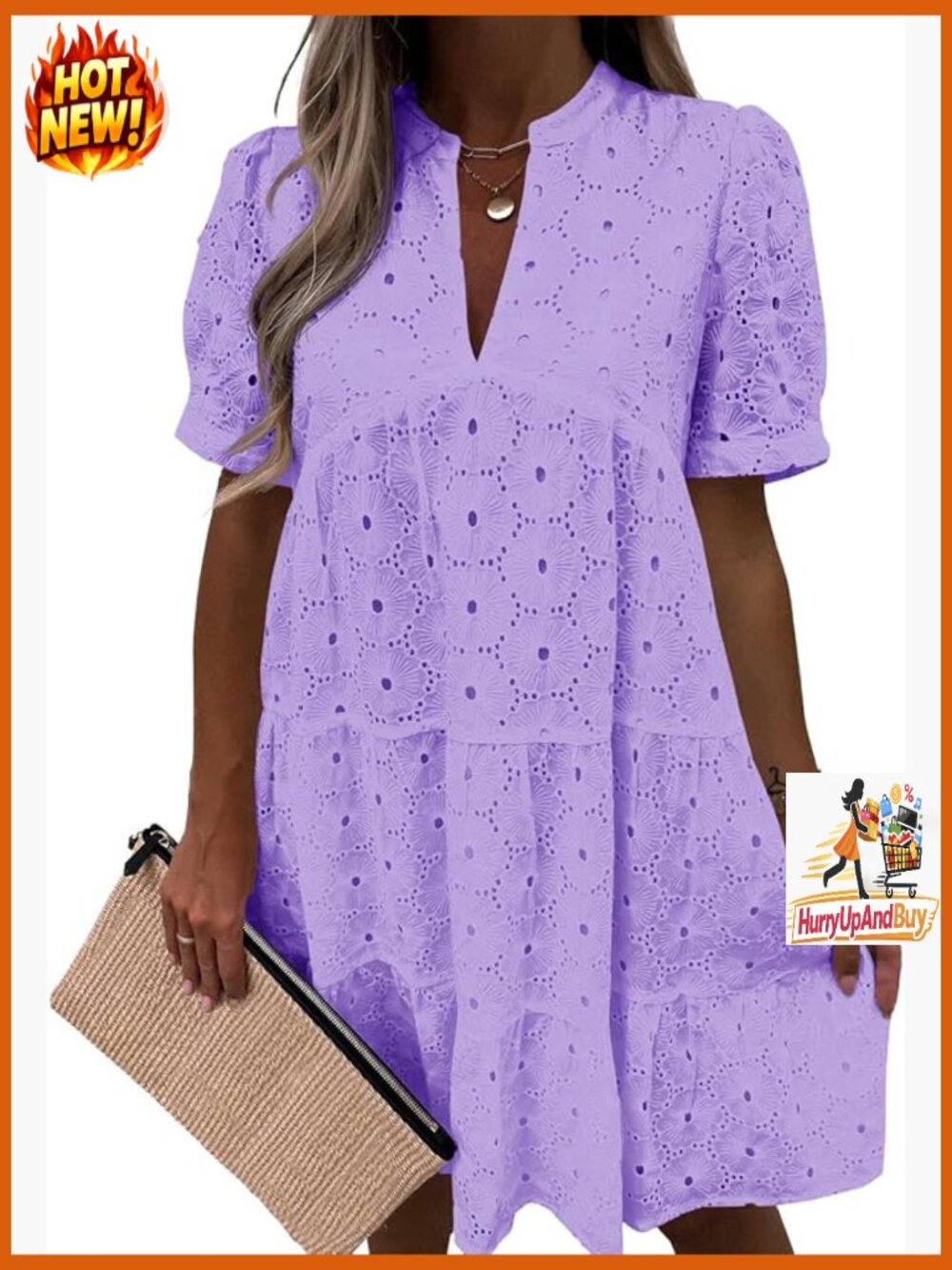Lace Babydoll Swing Dress Casual Flowy Tunic V Neck Summer Chic